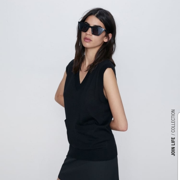 ZARA Pocket Knit Sweater Vest - Picture 3 of 6